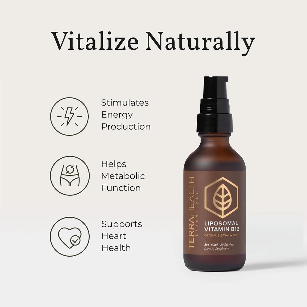 Terra Health Essentials - Vitamina B12 Liposomal | Energía y Bienestar (30 Días)