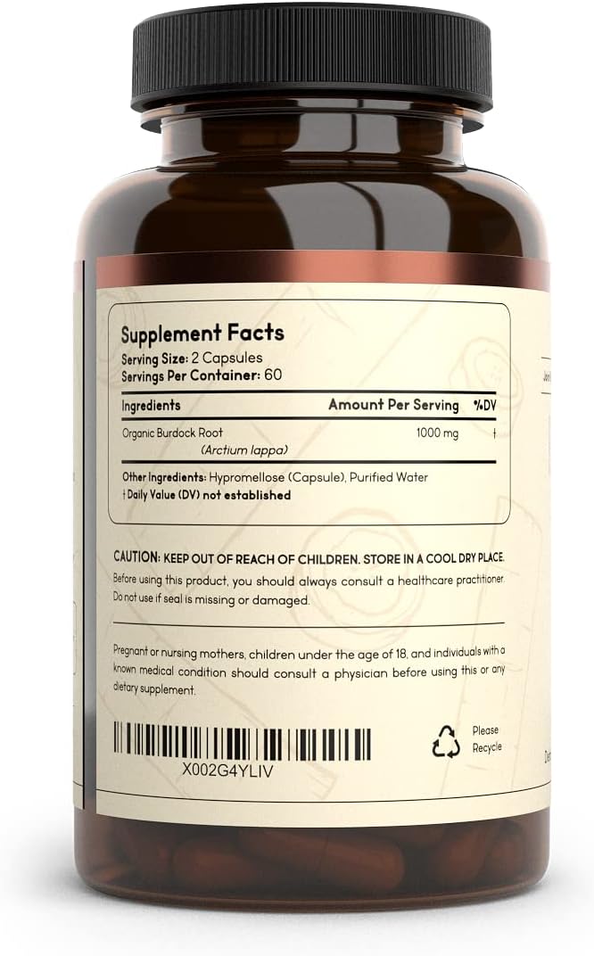 Cápsulas de Raíz de Bardana 1000 mg - 60 Cápsulas