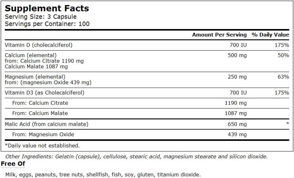Vitacost Calcium, Magnesium & Vitamin D – 300 Capsules