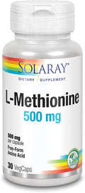 Solaray L-Methionine 500 mg - 30 Capsules - Free-Form Essential Amino Acid