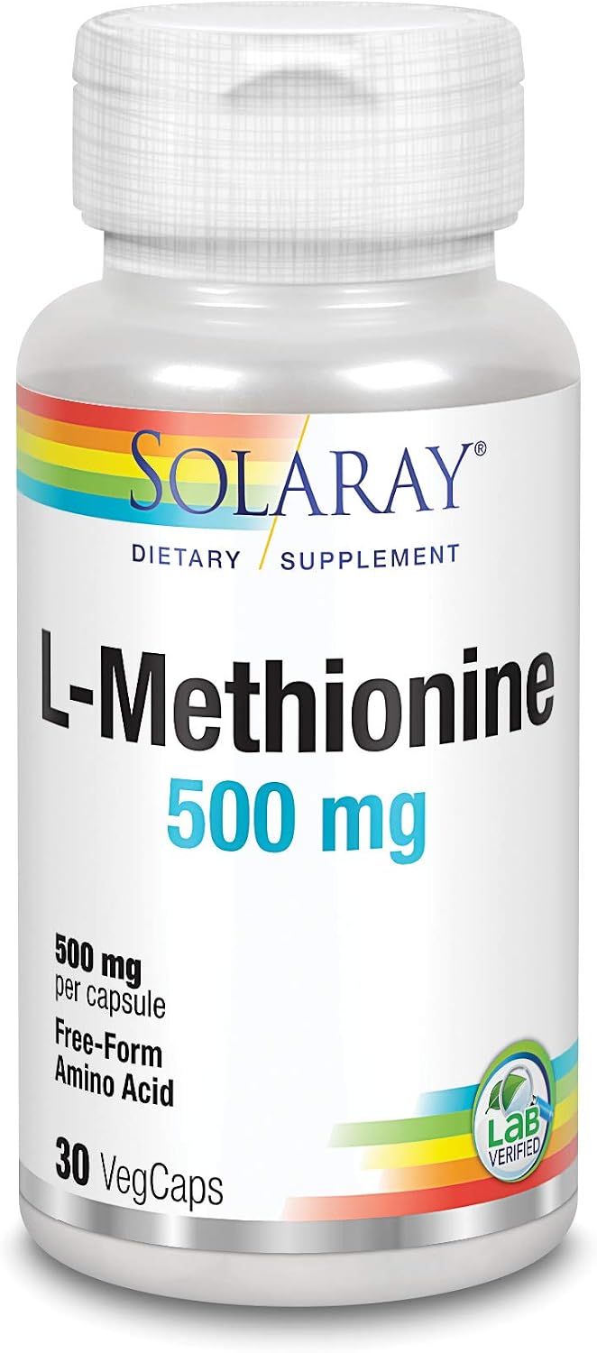 Solaray L-Methionine 500 mg - 30 Capsules - Free-Form Essential Amino Acid