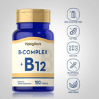 Piping Rock Complejo B con B12 | 180 Comprimidos | Vegetariano, Sin OGM, Sin Soja