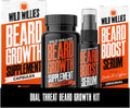 Kit de Crecimiento de Barba Wild Willies - Cápsulas y Sérum con Biotina y Cafeína - 60 Cápsulas