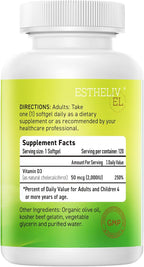 ESTHELIV® Vitamina D3 2000IU - 120 Mini Softgels