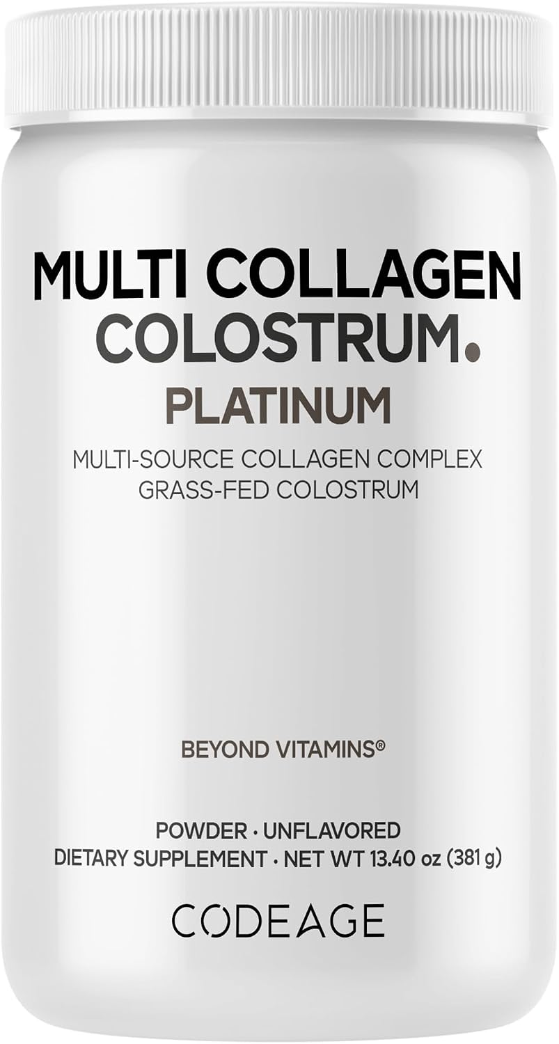 Codeage Multi Collagen Colostrum Platinum - Polvo de Colágeno y Calostro con Biotina y Vitamina C