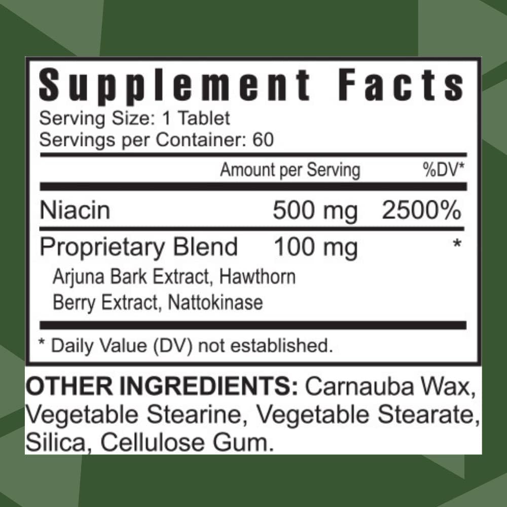 Youngevity Ultimate Niacin Plus™ 500 mg con Mezcla Exclusiva de Corteza de Arjuna, Bayas de Espino y Nattokinasa - 60 Comprimidos