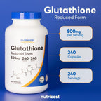 Nutricost Glutatión 500mg, 240 Cápsulas - Sin Gluten, No GMO