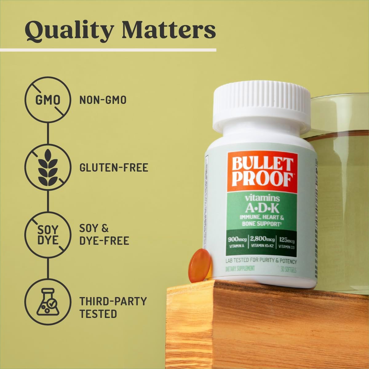 Bulletproof Vitamins A-D-K Softgels, 30 Cápsulas