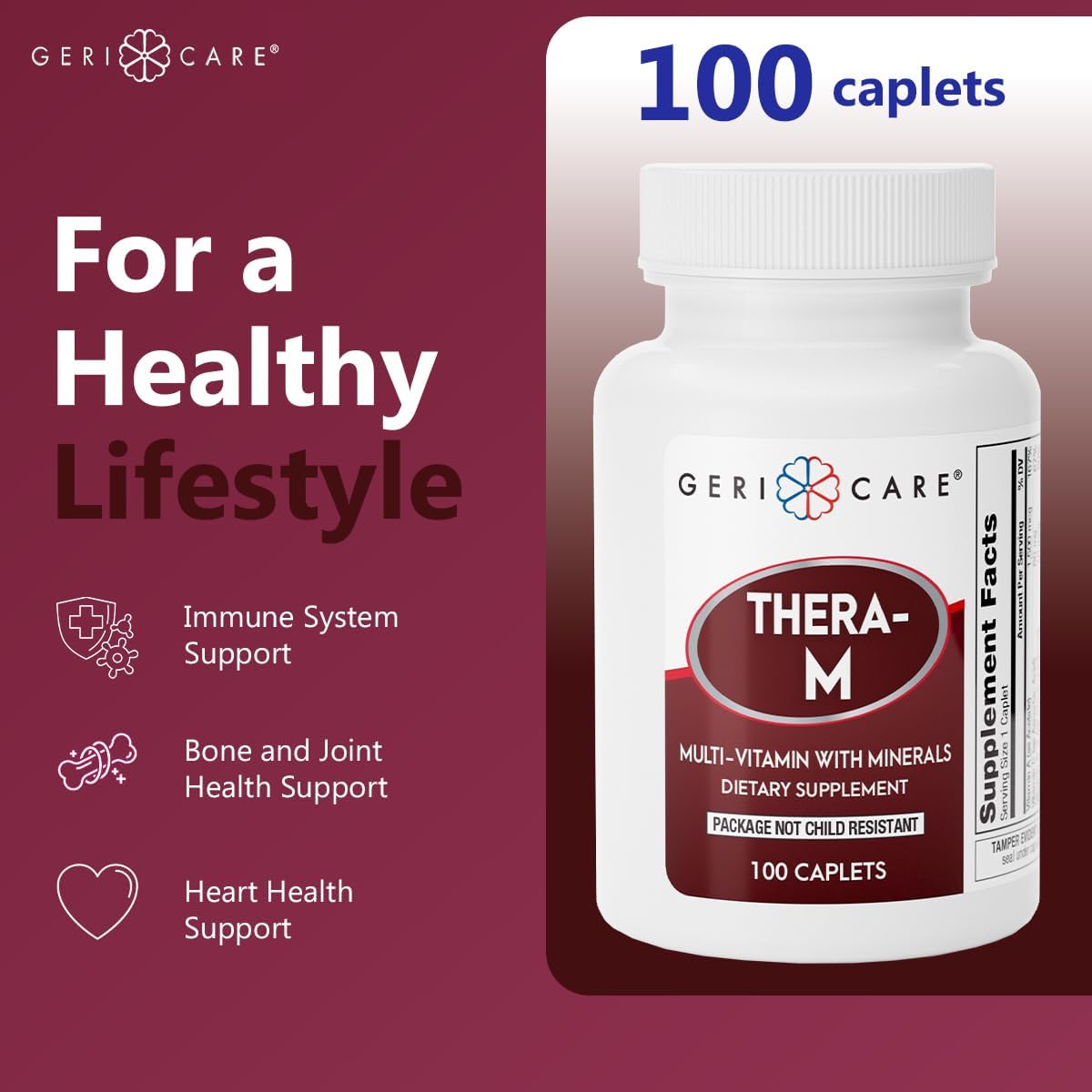 GeriCare Thera M Multivitamínico con Minerales - 200 Comprimidos (2 Envases de 100)