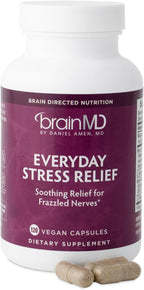 BRAINMD Dr Amen Everyday Stress Relief - 120 Capsules - Promotes Relaxation and Focus - Non-Drowsy - Gluten-Free - 30 Servings