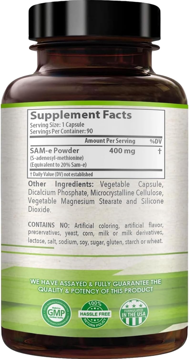 HealthyWayRx SAM-e 400 mg Cápsulas - S-Adenosilmetionina de Fácil Absorción (90 Cápsulas)