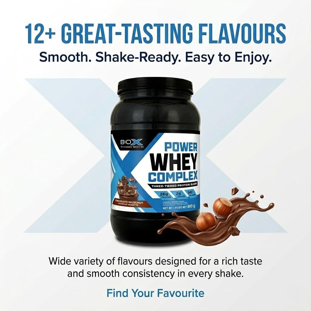 BioX Power Whey Complex - 100% Pure Whey Protein - 26g Protein Per Serving - 52 Servings, 1.81 kg (Chocolate)