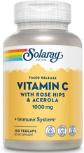 Solaray Vitamina C 1000 mg - Cápsulas de Liberación Prolongada con Rosa Mosqueta y Acerola - Apoyo Inmunitario - Vegano