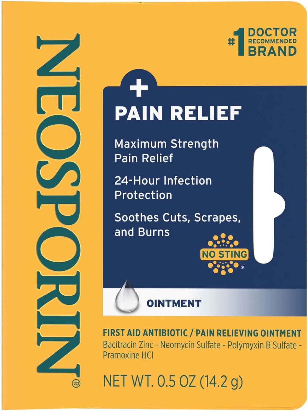 Neosporin + Pain Relief Pomada Antibiótica con Alivio del Dolor, 14.2 g (Pack de 3)