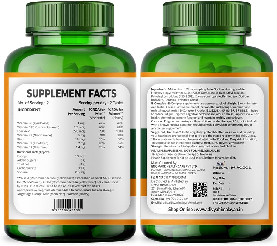 Complexo de Vitaminas B a Base de Plantas con B12 Metilada 1000 mcg - 60 Comprimidos Sublinguales