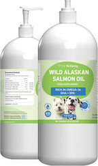 Pet Wellbeing Aceite de Salmón Salvaje de Alaska para Perros - Omega 3 EPA y DHA - 473 ml con Dosificador