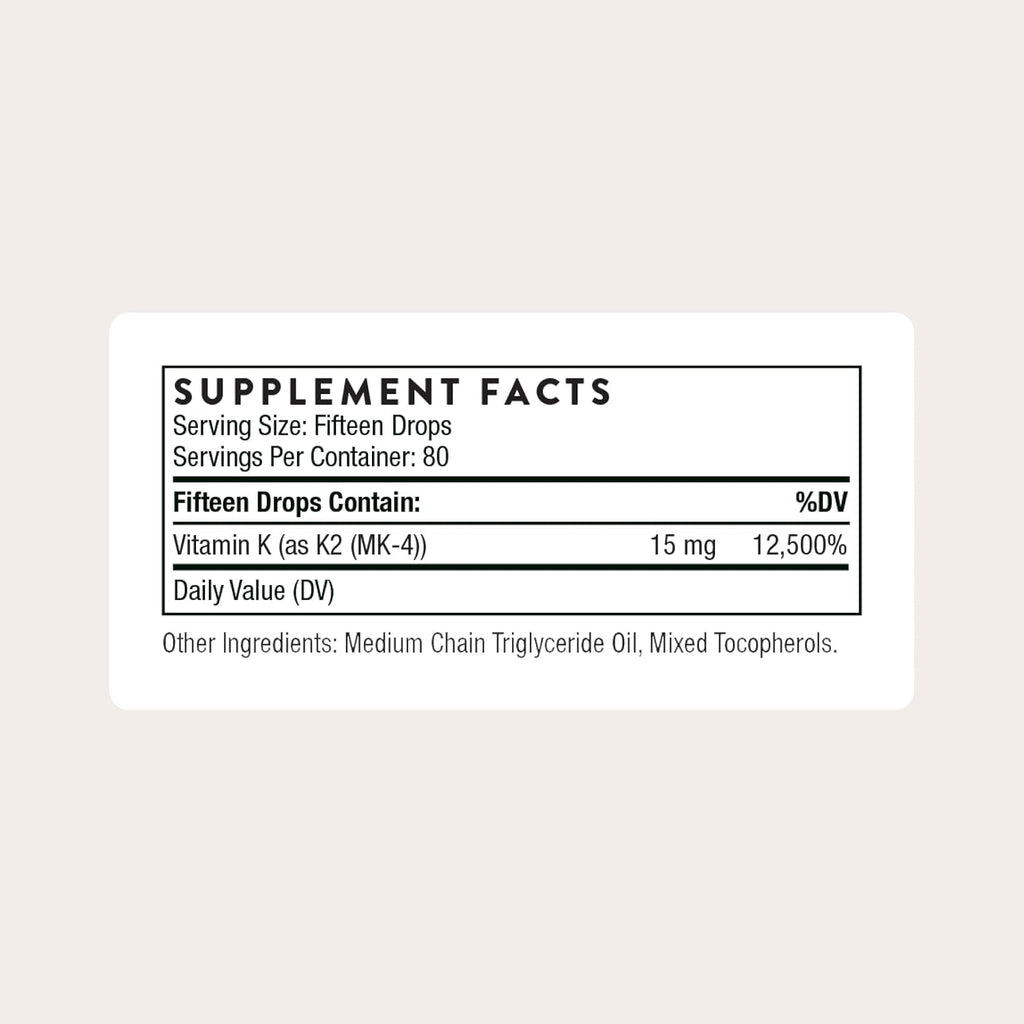THORNE Vitamina K2 MK-4 Líquida – Suplemento para Huesos, Corazón y Vasos Sanguíneos
