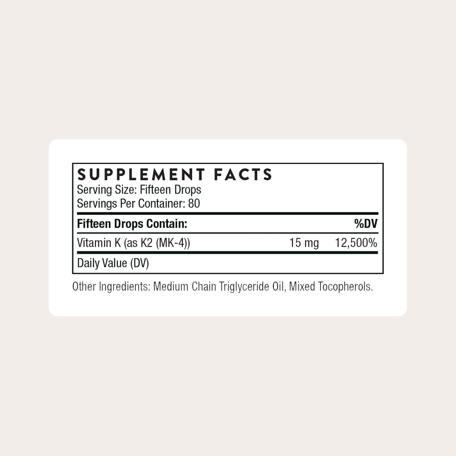 THORNE Vitamina K2 MK-4 Líquida – Suplemento para Huesos, Corazón y Vasos Sanguíneos