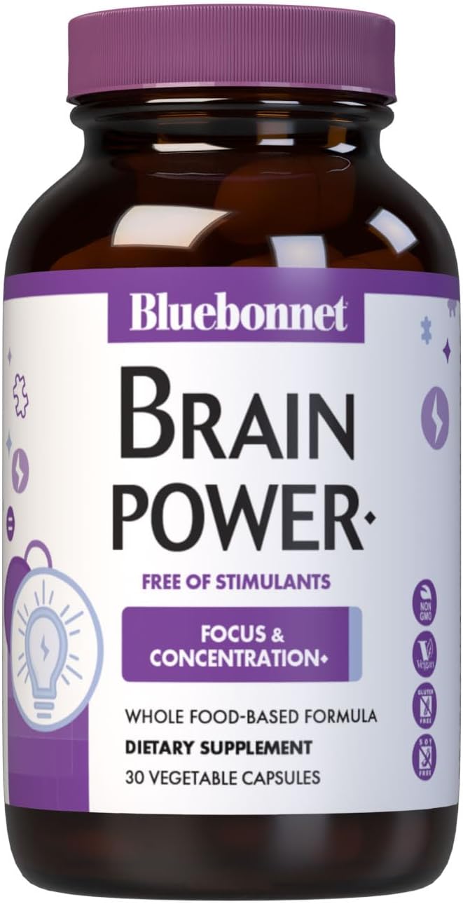 Bluebonnet Nutrition BrainPower – Mezcla Nootrópica a Base de Alimentos Integrales – 30 Cápsulas Vegetales