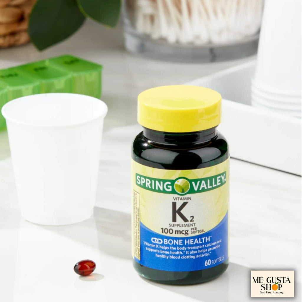 Spring Valley Vitamina K2 100 mcg, 60 Cápsulas Blandas con Pastillero