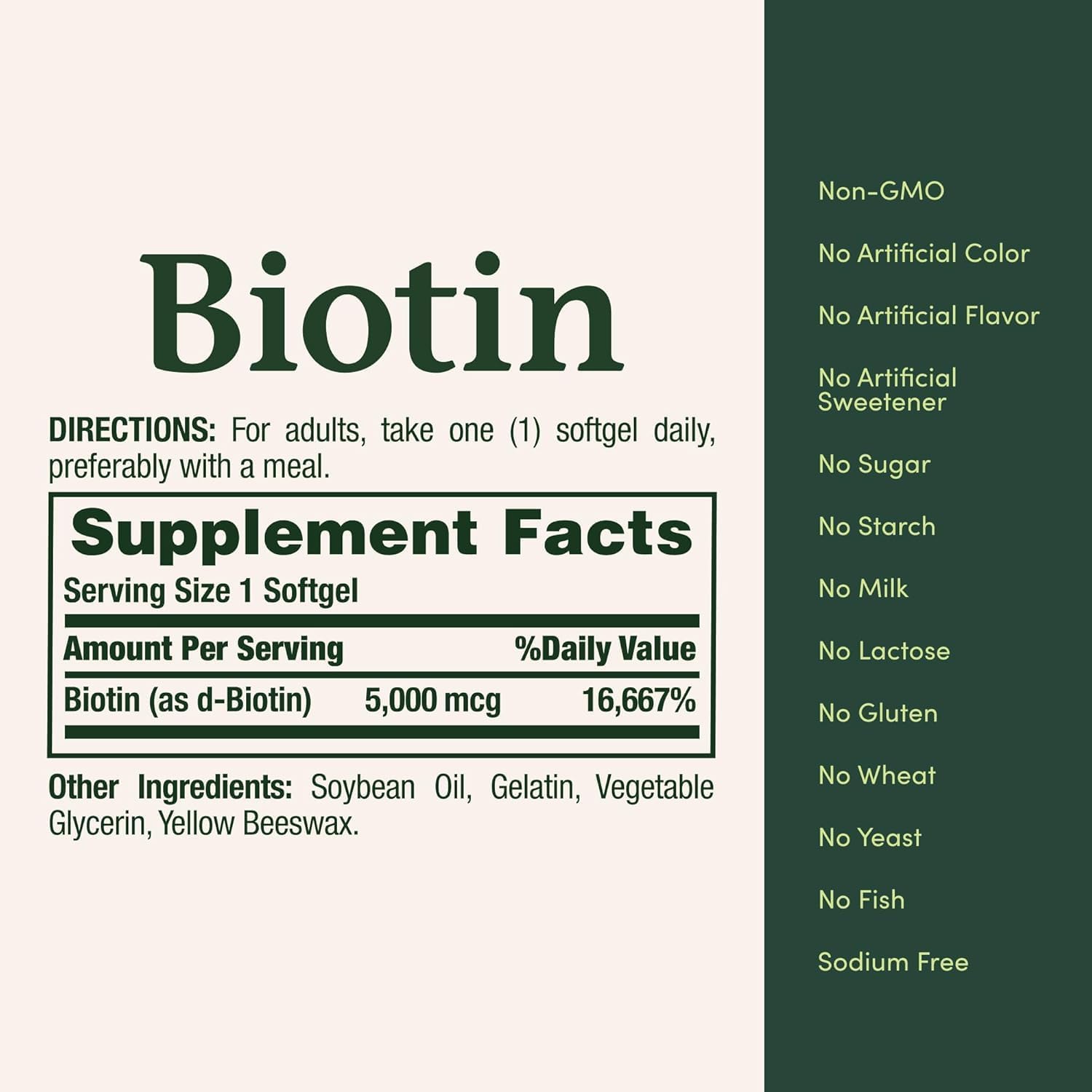 Nature's Bounty Biotina Super Potencia 5000mcg - 72 Cápsulas Blandas (Pack de 2)