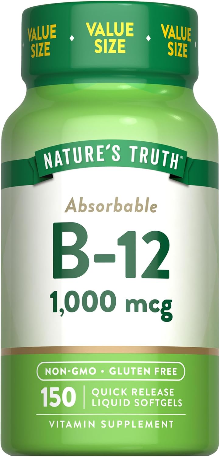 Nature's Truth Vitamina B12 1000 mcg - 60 Cápsulas Blandas de Liberación Rápida - Sin Gluten y No-GMO
