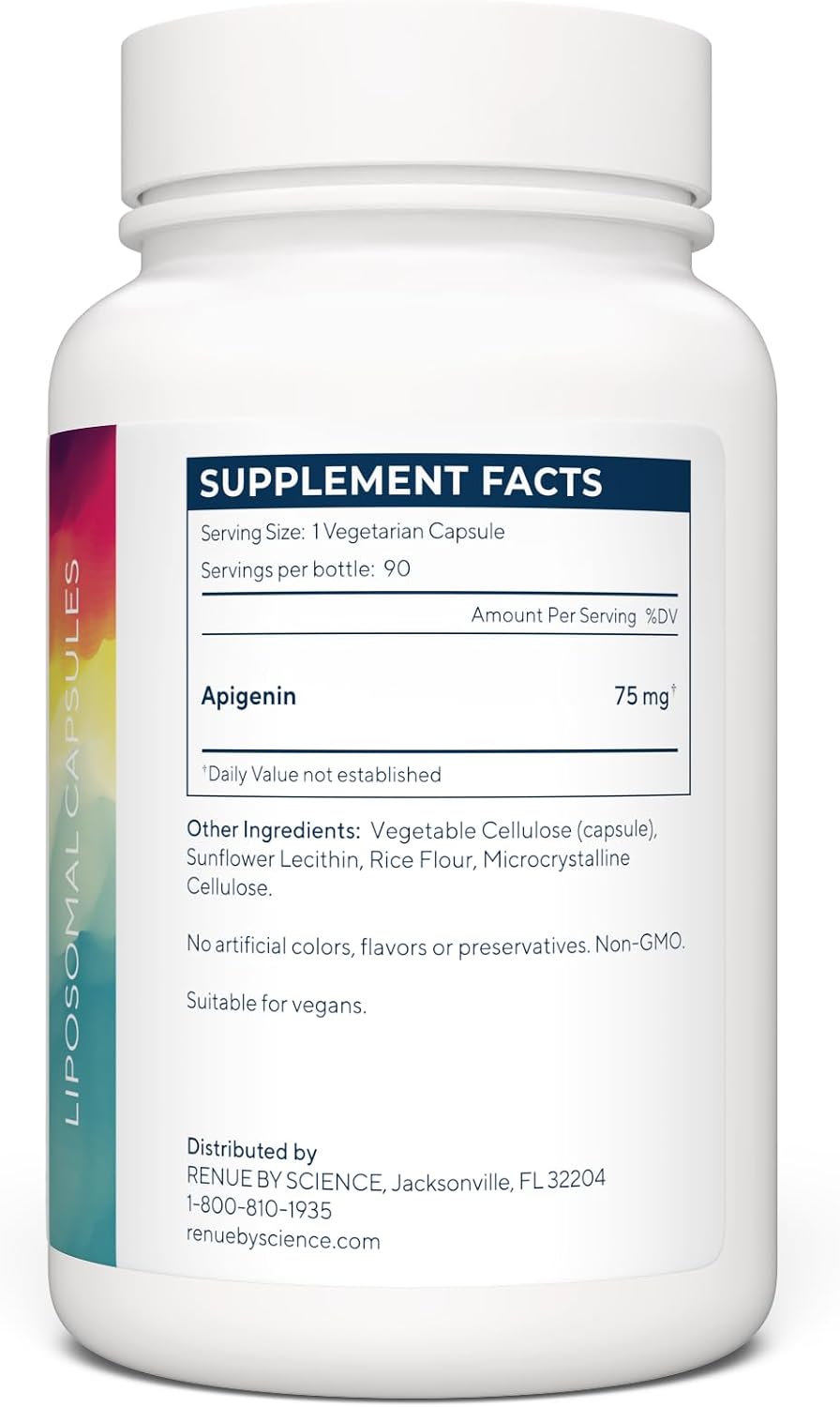 Renue By Science Apigenina Liposomal | 90 Cápsulas | 75 mg por ración | Alta Absorción | No OGM | Sin Alérgenos