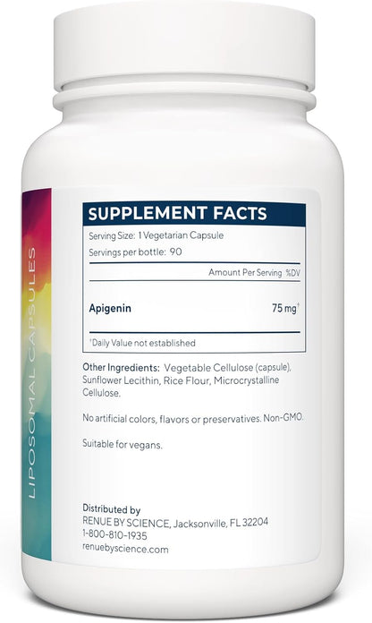 Renue By Science Apigenina Liposomal | 90 Cápsulas | 75 mg por ración | Alta Absorción | No OGM | Sin Alérgenos – Image 2