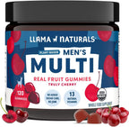 Llama Naturals Multivitamínico para Hombres - Gominolas Veganas Orgánicas, Sabor Fresa, 120 uds.