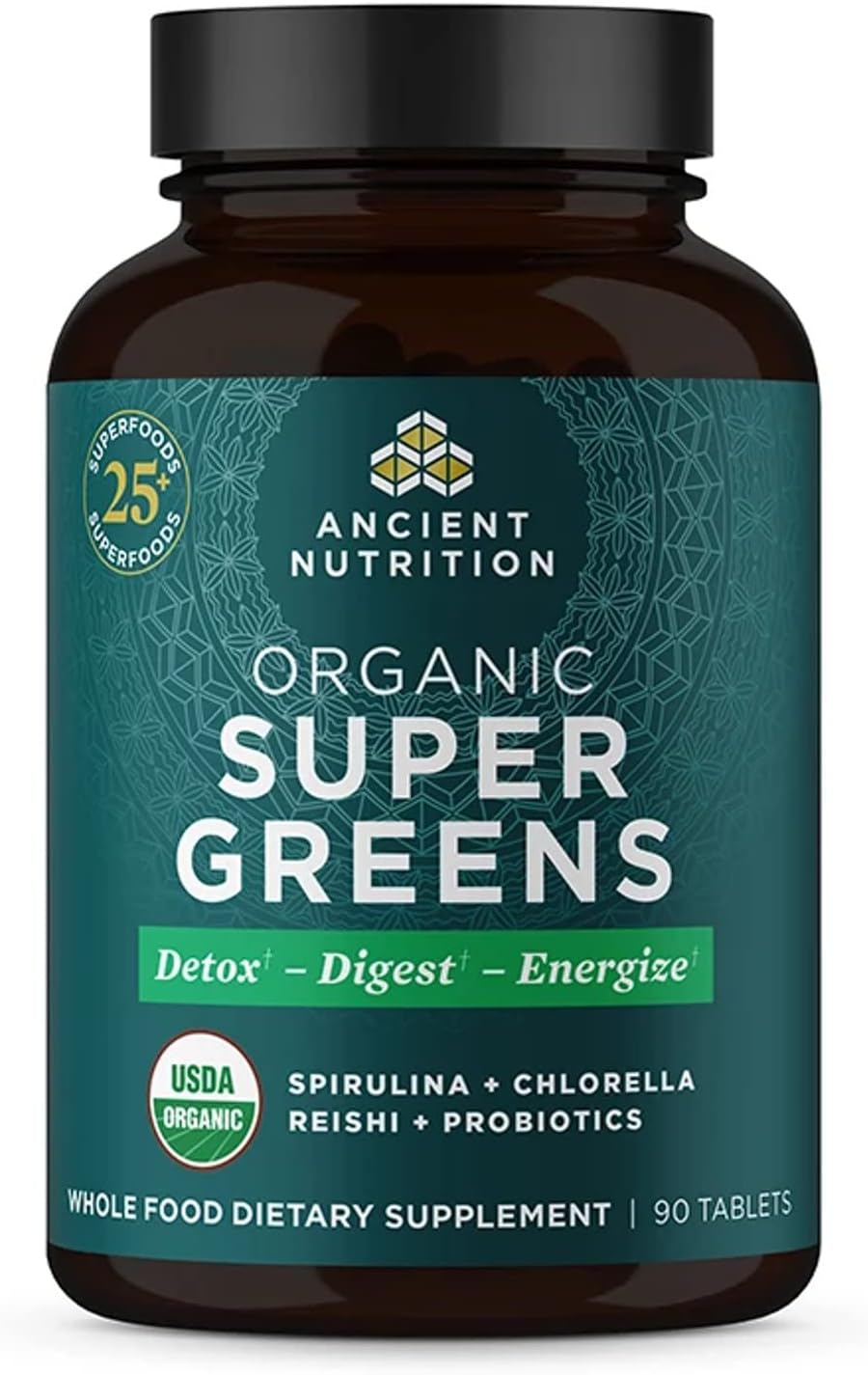 Ancient Nutrition Super Greens con Probióticos - 90 Comprimidos
