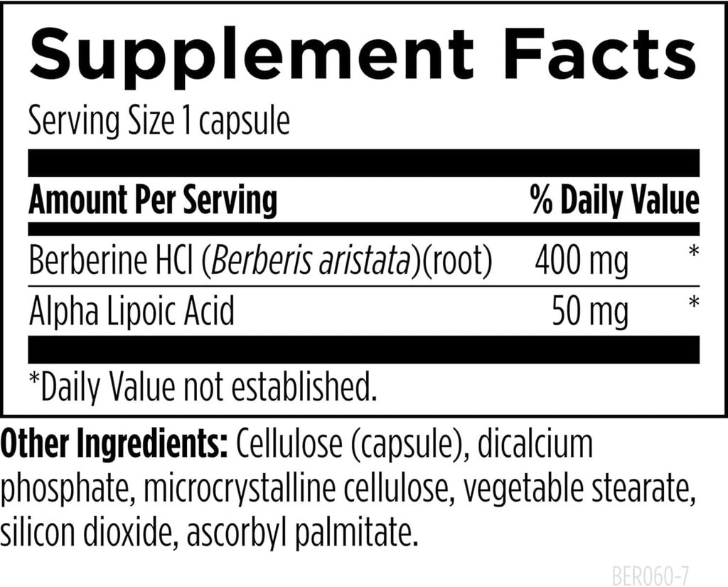 Designs for Health Berberine Synergy – Berberina HCL 400 mg + Ácido Alfa Lipoico 50 mg – 60 Cápsulas Veganas