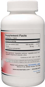 Wonder Laboratories Niacin High Potency Extended Release 500 mg, 100 Tablets