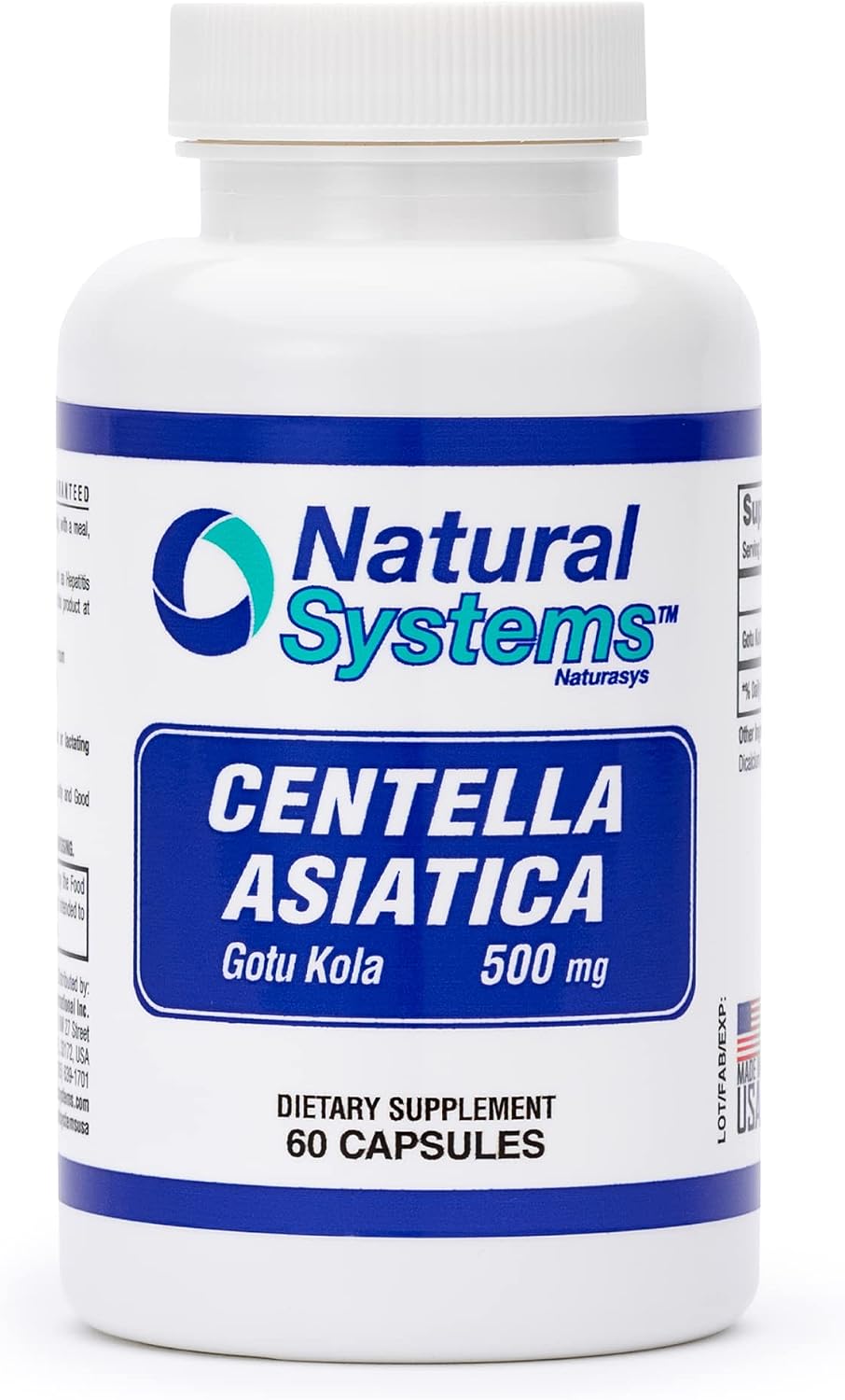 Centella Asiática 500 mg 60 Cápsulas - Gotu Kola - Natural Systems