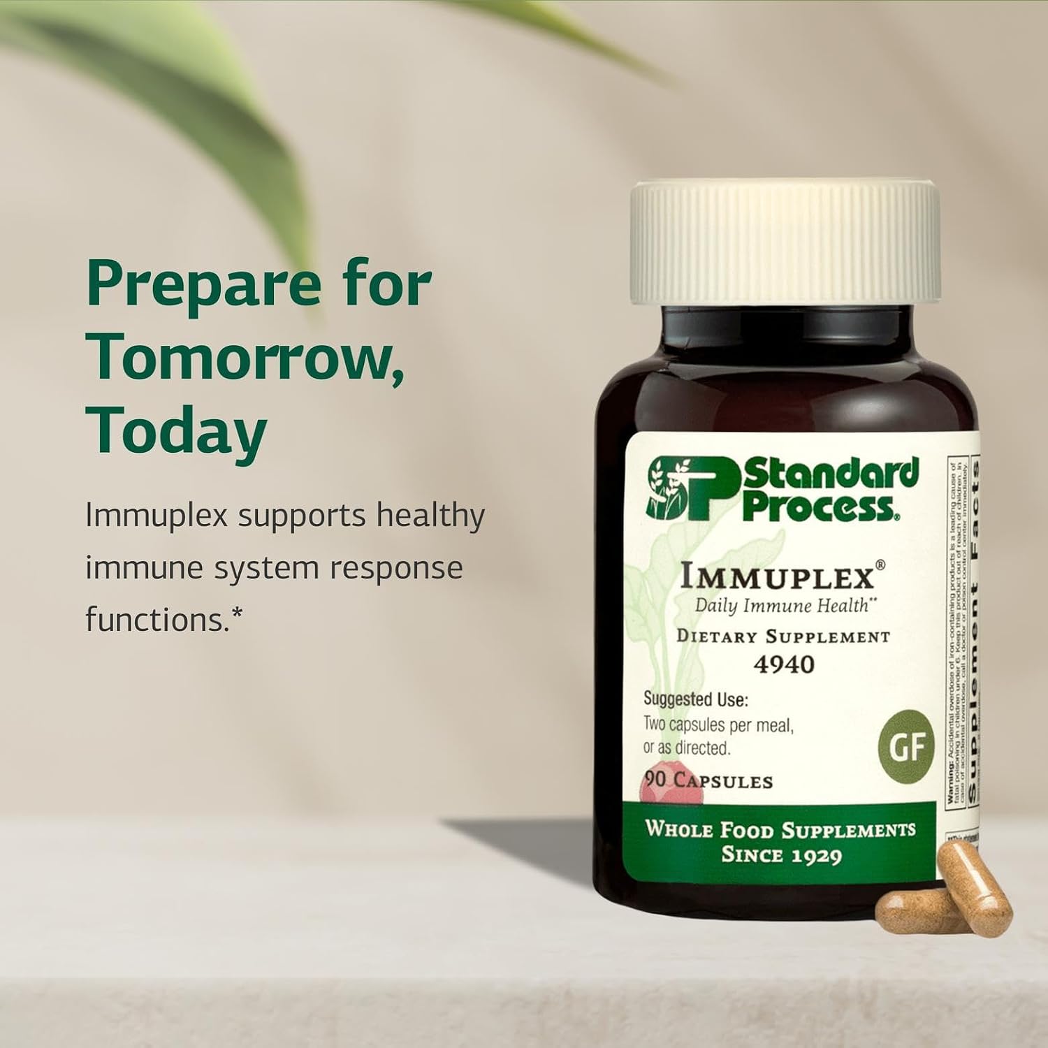 Standard Process Inc. Immuplex - Complemento diario para el apoyo inmunológico con folato, hierro, vitamina C y vitamina A - Suplemento mineral con ingredientes antioxidantes - 90 cápsulas