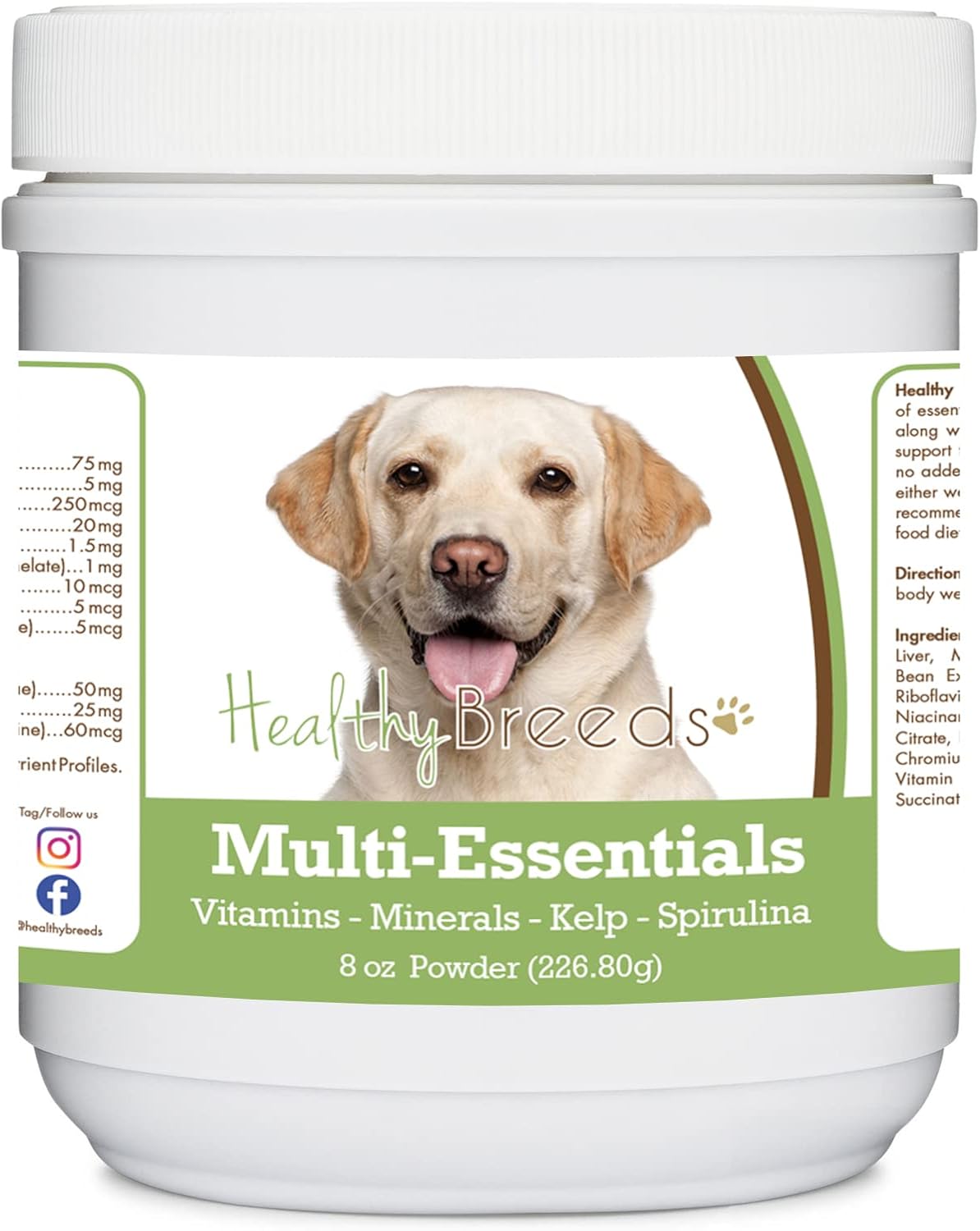 Healthy Breeds Multivitamínico en Polvo para Perros Labrador Retriever (Rojo) - Suplemento Ideal de Vitaminas, Minerales y Antioxidantes - 227 g