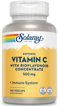 SOLARAY Vitamina C Buffered 500 mg con Bioflavonoides, Escaramujo y Acerola - 100 Cápsulas Veganas