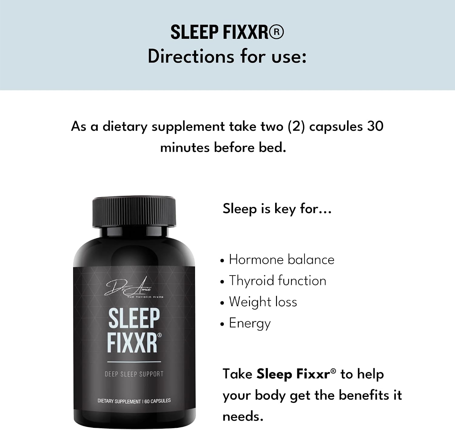 Fixxr Sleep Support: Melatonina, Inositol y Magnesio, 60 Cápsulas