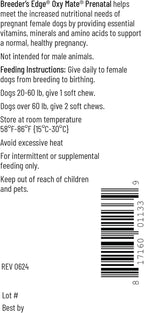 Breeder's Edge Oxy Mate Prenatal Vitamins for Dogs & Cats - Soft Chews with Iron, Folic Acid & Zinc - 60 Count
