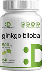 DEAL SUPPLEMENT Ginkgo Biloba 500mg - 240 Cápsulas - 4 Meses de Suministro