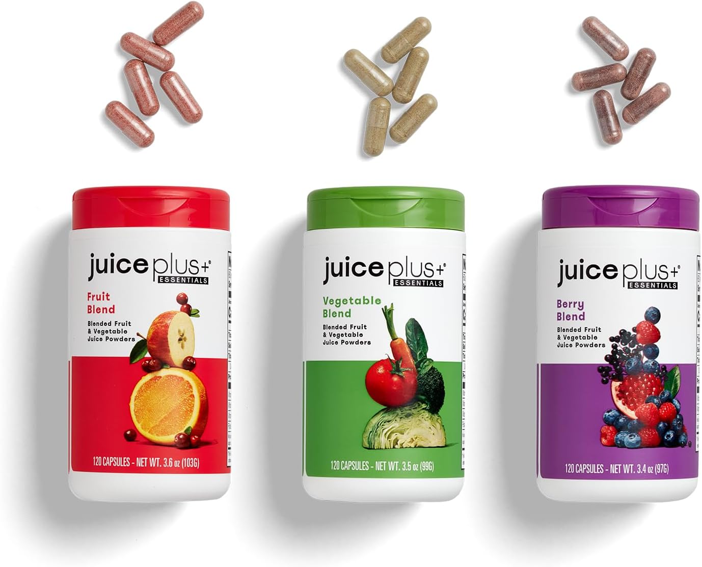 JuicePlus+ Fruit and Vegetable Supplement – Mezcla de 20 Frutas y Verduras, 2 Botellas (120 Dosis)