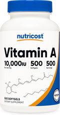 Nutricost Vitamina A 10.000 UI, 500 Cápsulas Blandas