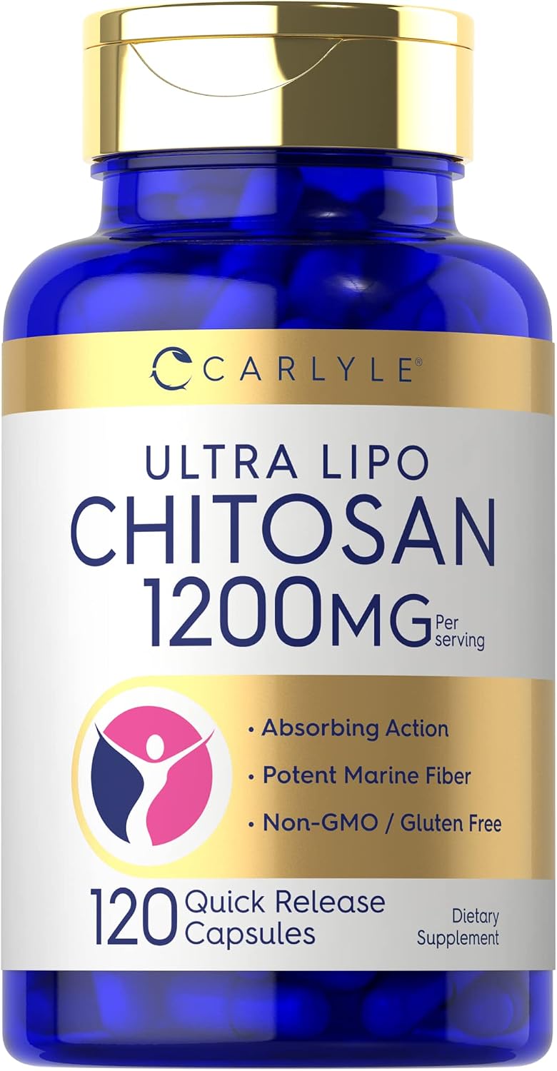 Carlyle Chitosan 1200 mg - 120 Cápsulas de Liberación Rápida - Sin Gluten, No GMO