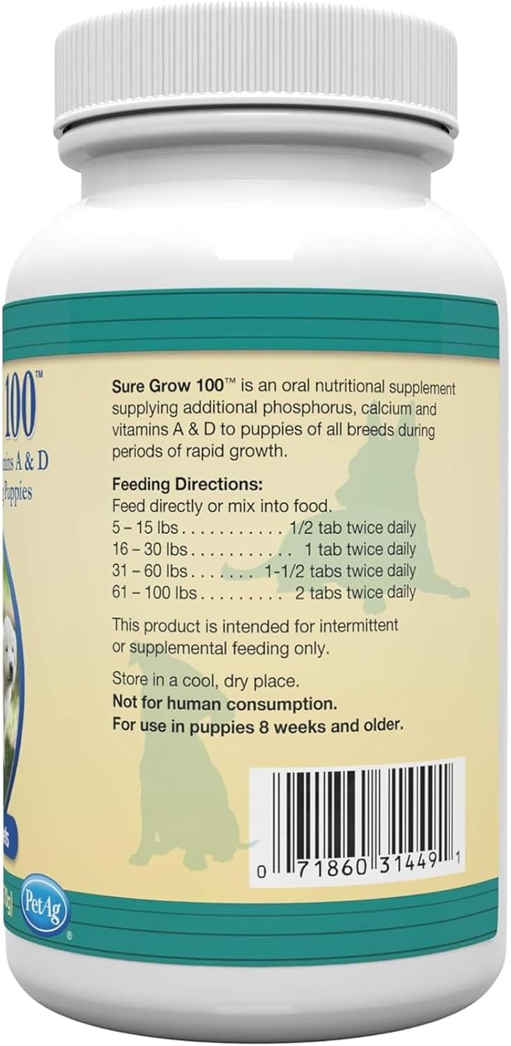PetAg Sure Grow 100 - 100 Chewable Tablets For Puppies