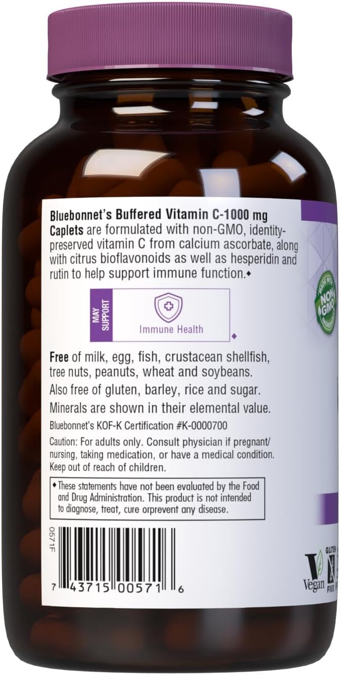 Bluebonnet Vitamina C Tamponada 1000 mg, 180 Caplets