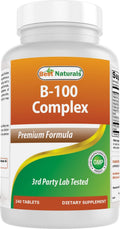 Best Naturals Complejo B con Inositol y PABA, 240 Comprimidos - Fabricado en EE. UU. - No-GMO y Sin Gluten