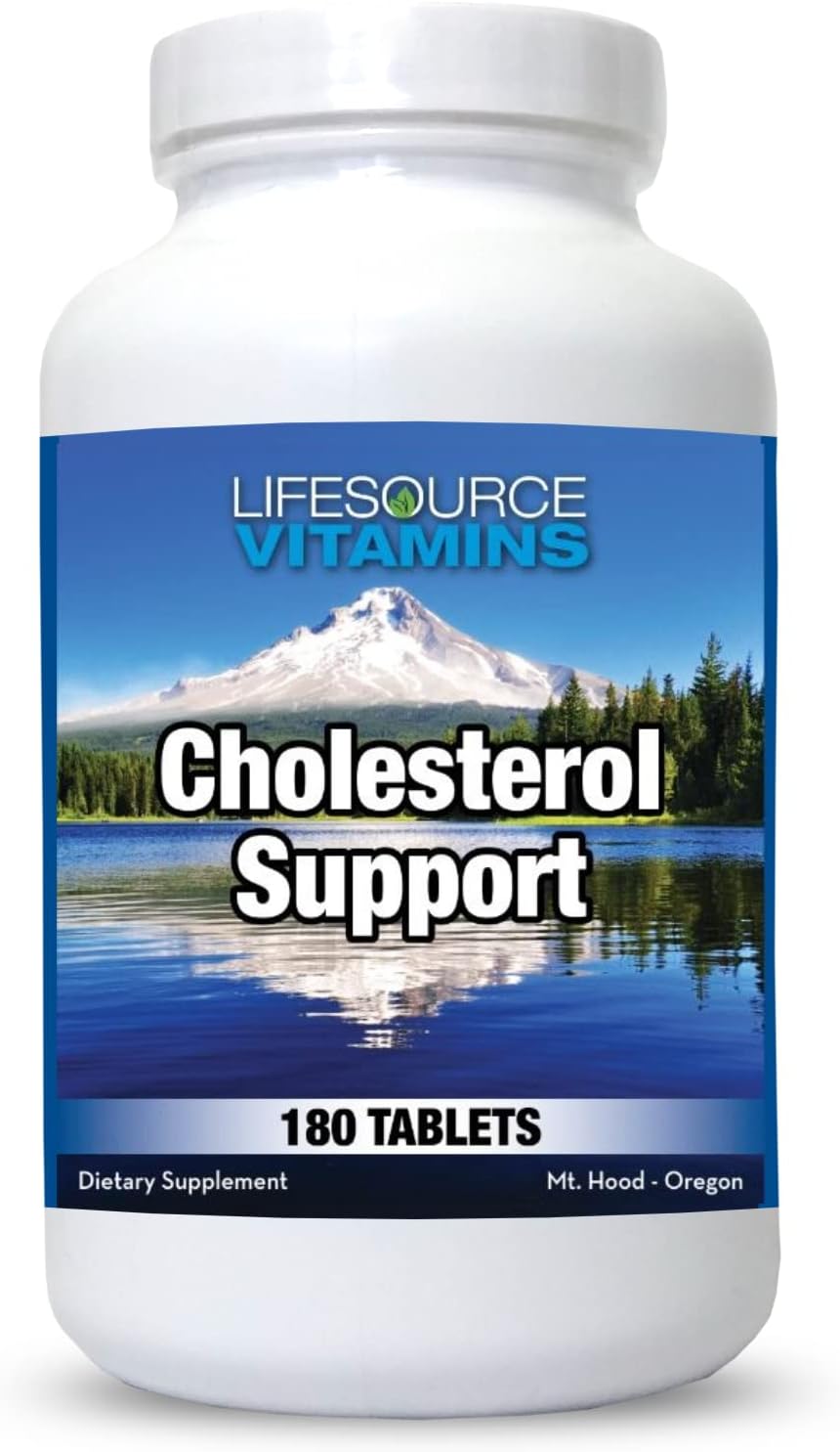 LifeSource Vitamins Cholesterol Support - 28 Ingredientes Naturales Sinérgicos - Apoyo para Reducir Colesterol y Triglicéridos - Mejora la Salud Cardíaca y Cardiovascular (180 Comprimidos)