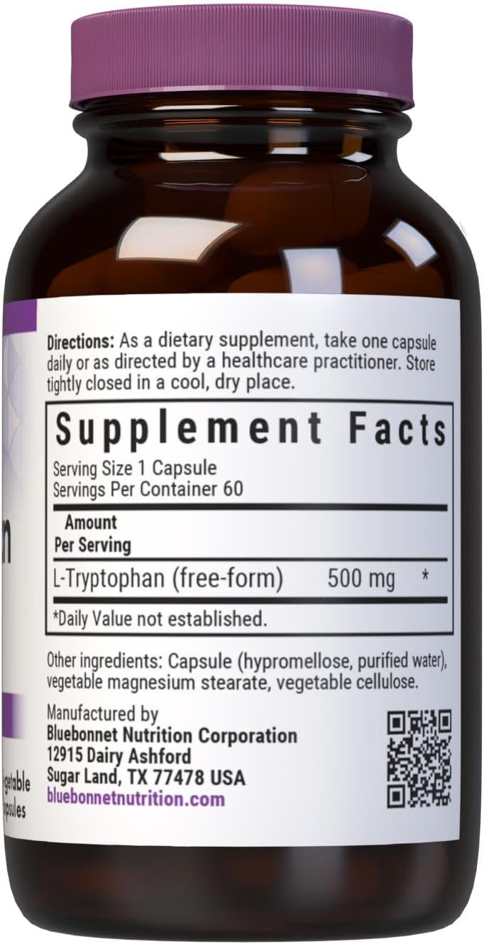 Bluebonnet Nutrition L-Triptófano 500mg - 60 Cápsulas Vegetales