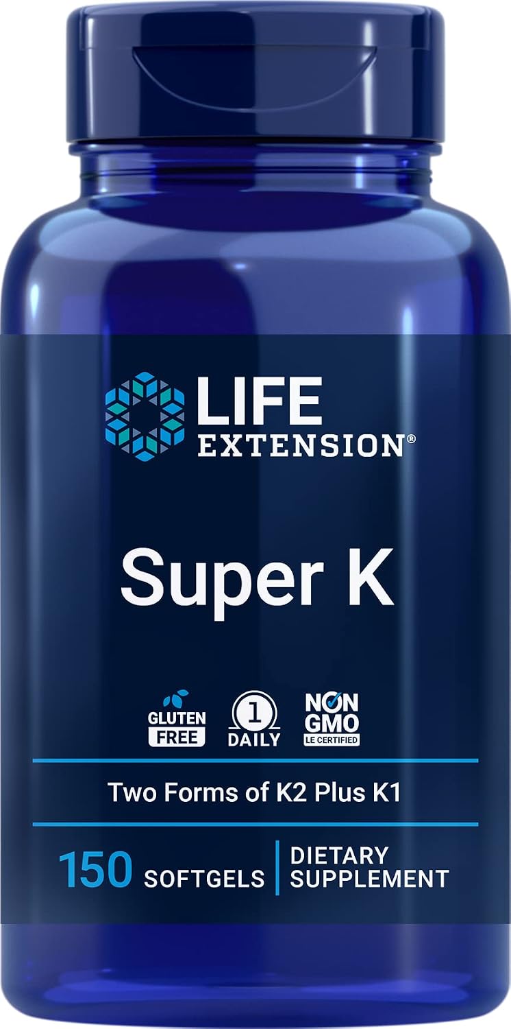 Life Extension Super K, 150 Cápsulas Blandas, con Vitamina K1 y K2 (MK-4 y MK-7)