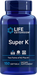Life Extension Super K, 150 Cápsulas Blandas, con Vitamina K1 y K2 (MK-4 y MK-7)