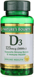 Nature's Bounty Vitamina D3 5000 UI Cápsulas blandas, 100 unidades